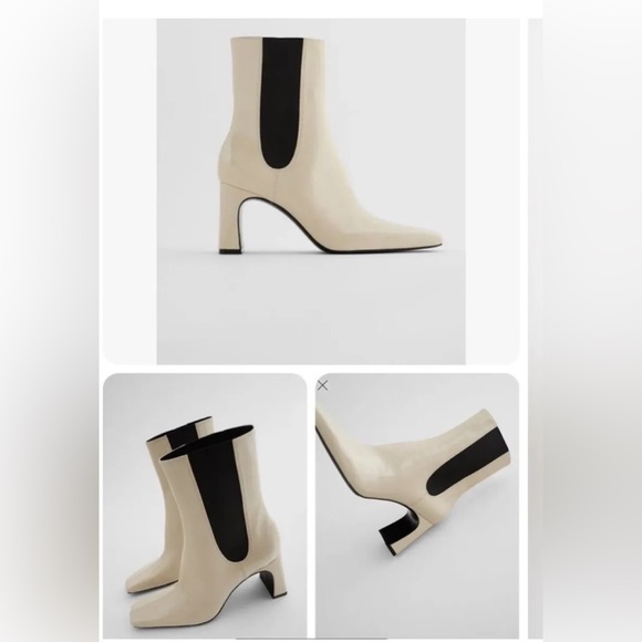 ✨ZARA✨Mid Calf Patent Leather Heel Boots - Picture 3 of 8